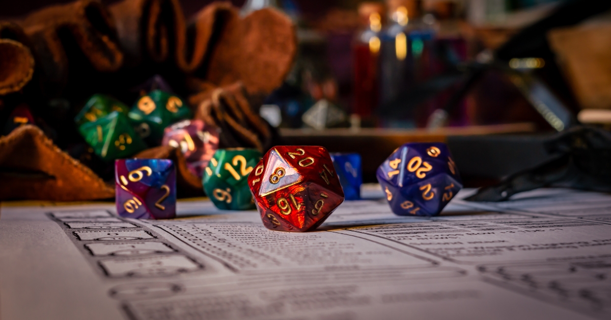 red d20 on a character sheet