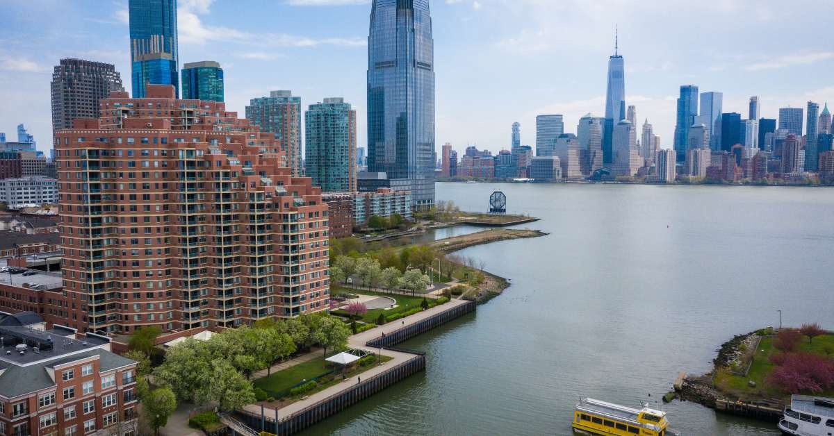 aerial of jersey city new jersey