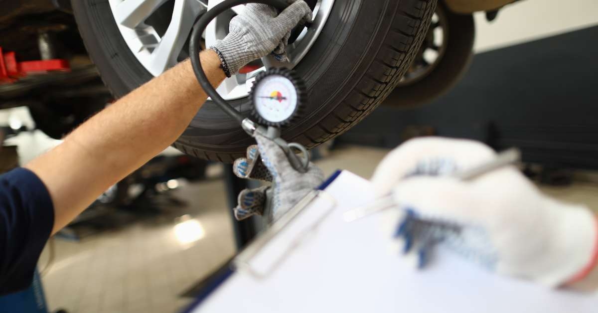 checking tire pressure