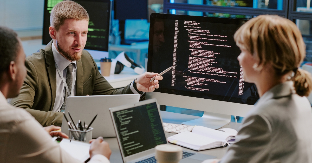 data security specialists having discussion