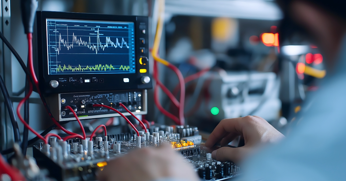 engineer analyzes signal data