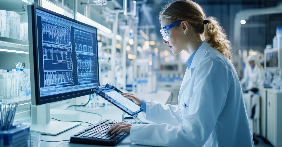 scientist analyzing data