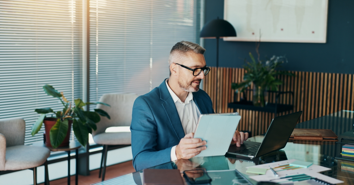 business man in office working