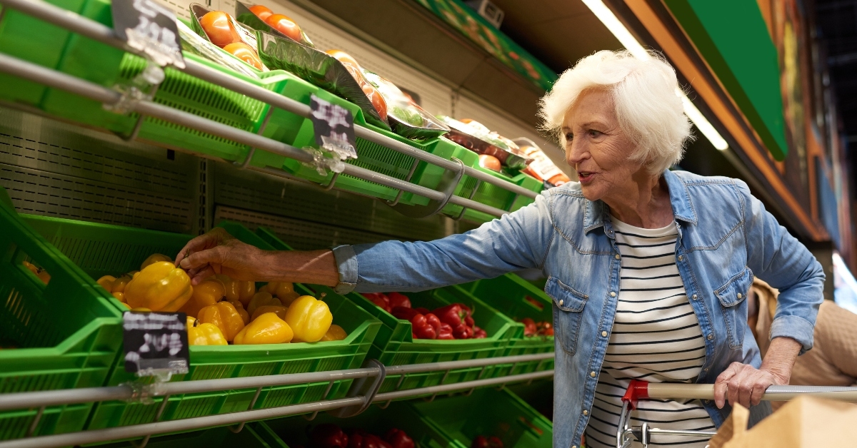 Senior woman grocery shopping