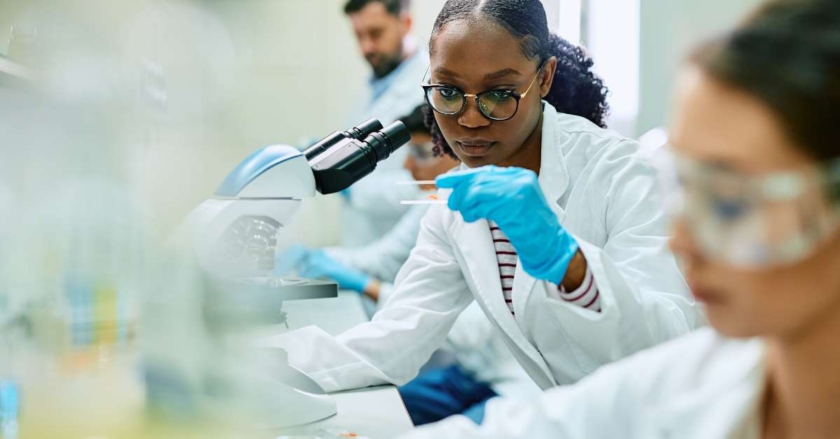 student during research in laboratory
