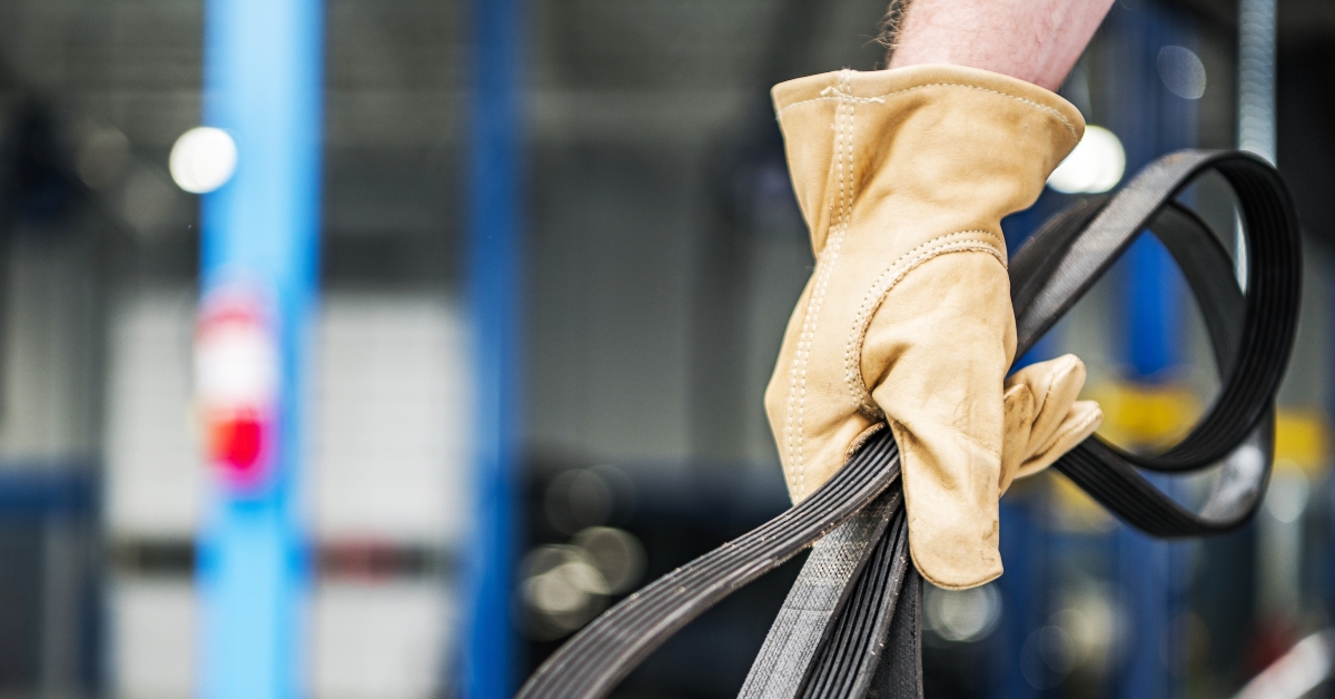 Car Mechanic with a Brand New Drive Serpentine Belt
