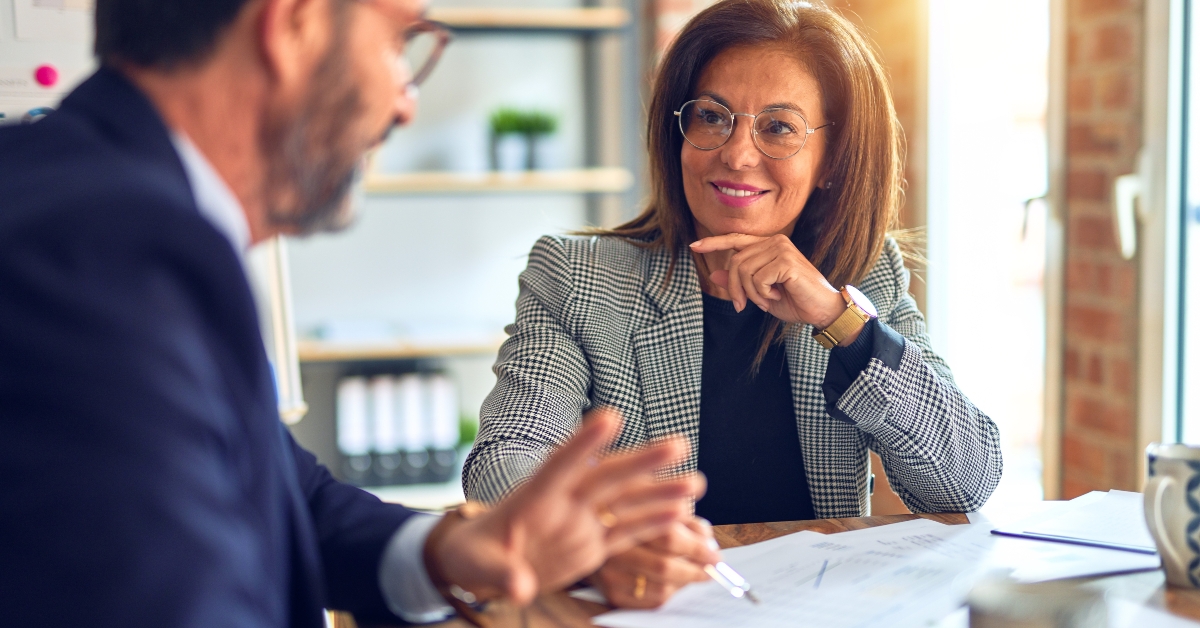 business workers smiling