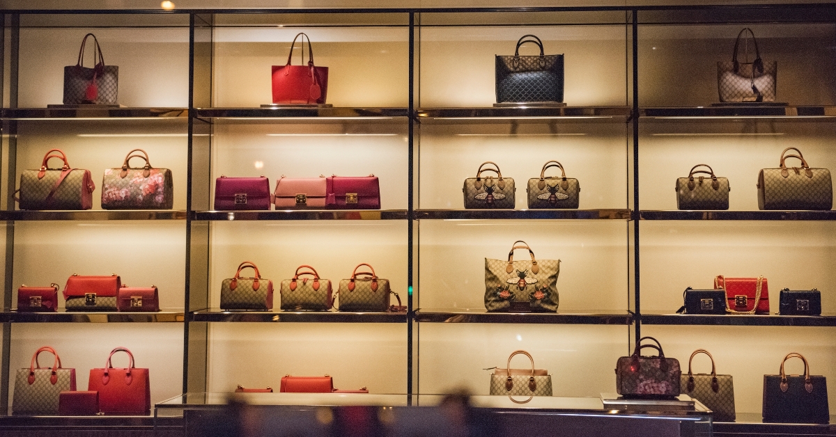 handbags in a storefront in bucharest