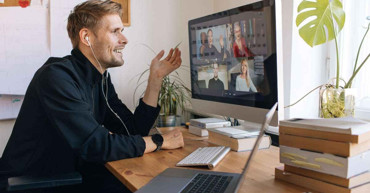 man having zoom video call