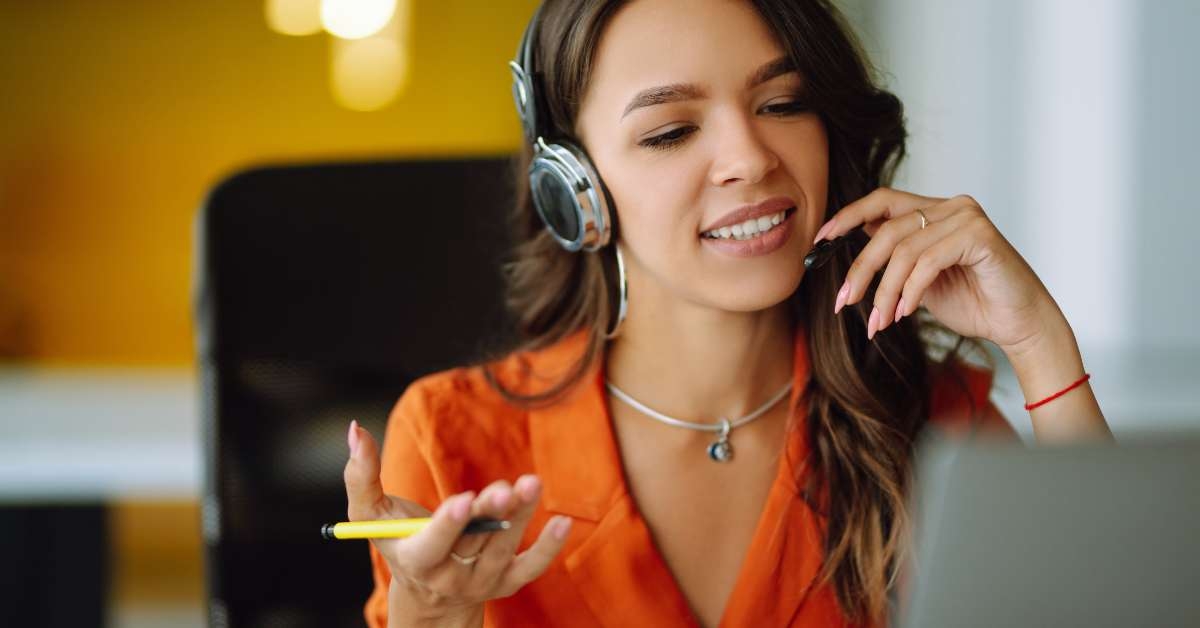woman giving help as a customer service