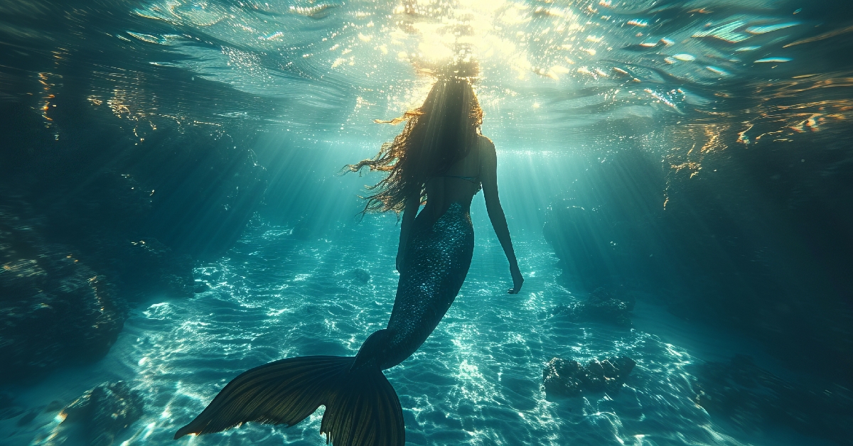 a mermaid swimming underwater