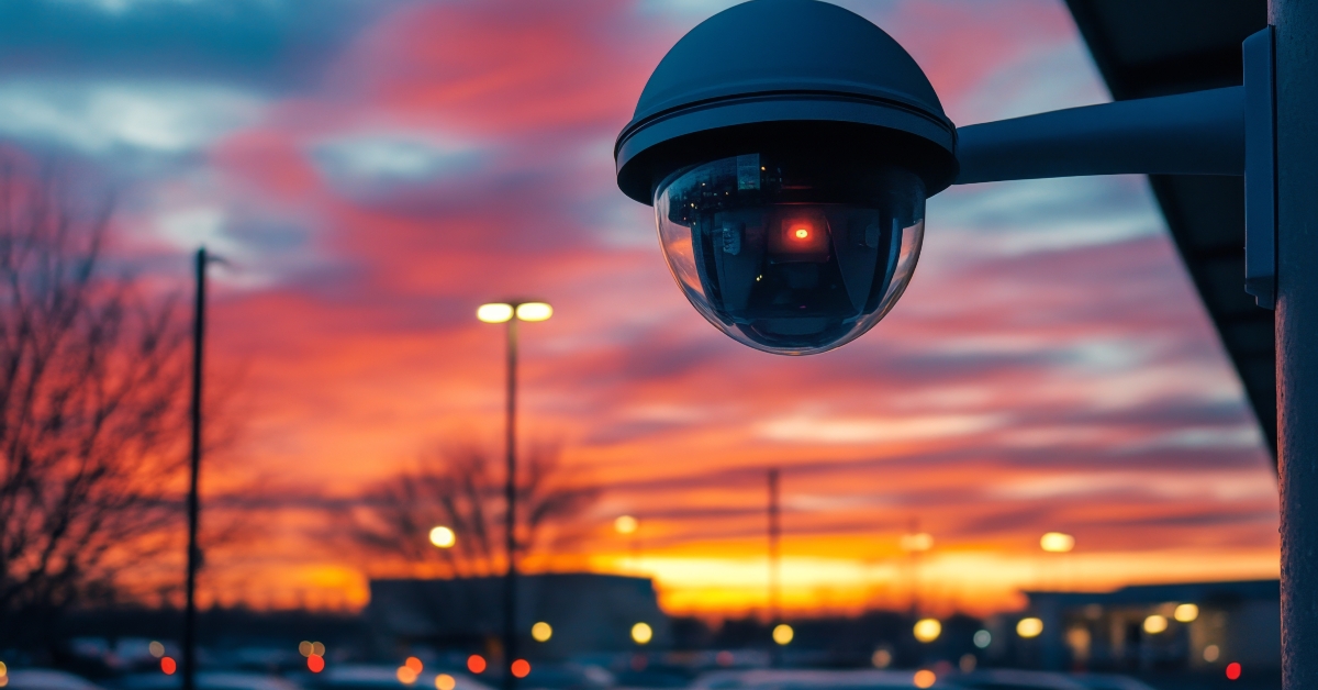 security surveillance camera at parking lot 