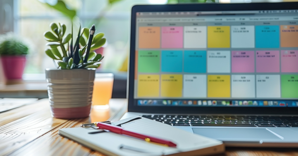 digital calendar, showing a detailed weekly schedule.