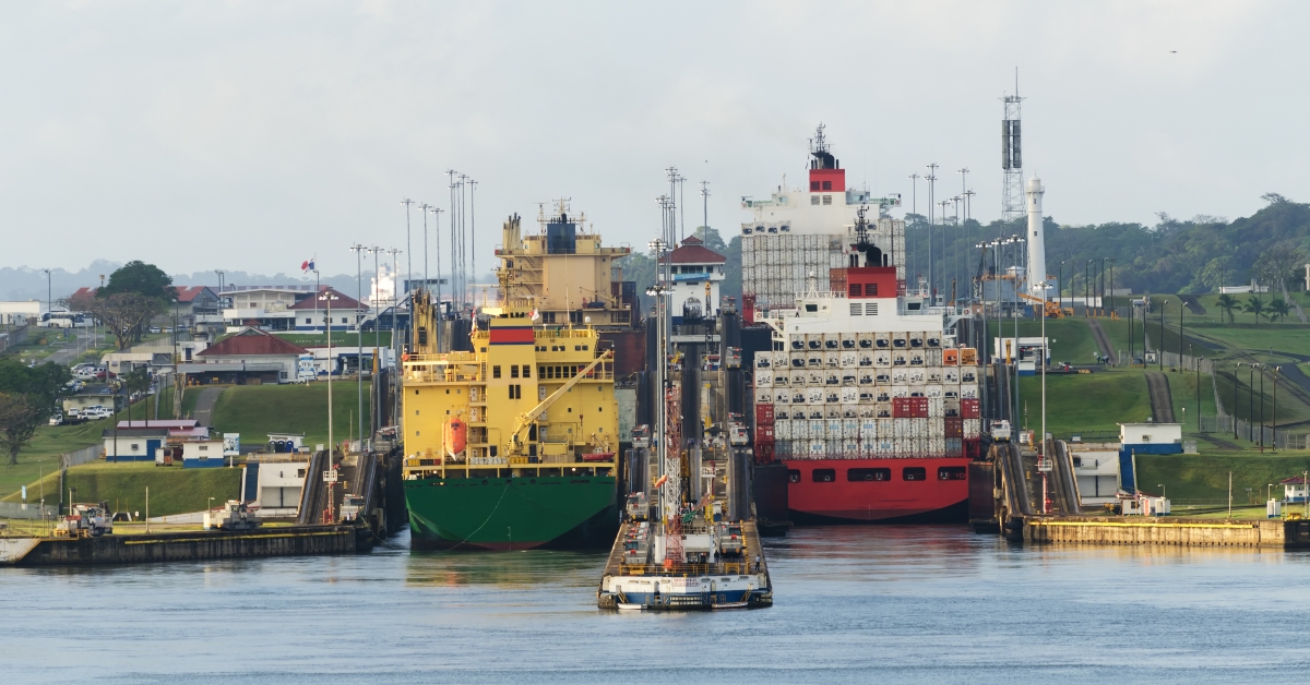 cargo ship in panama canal