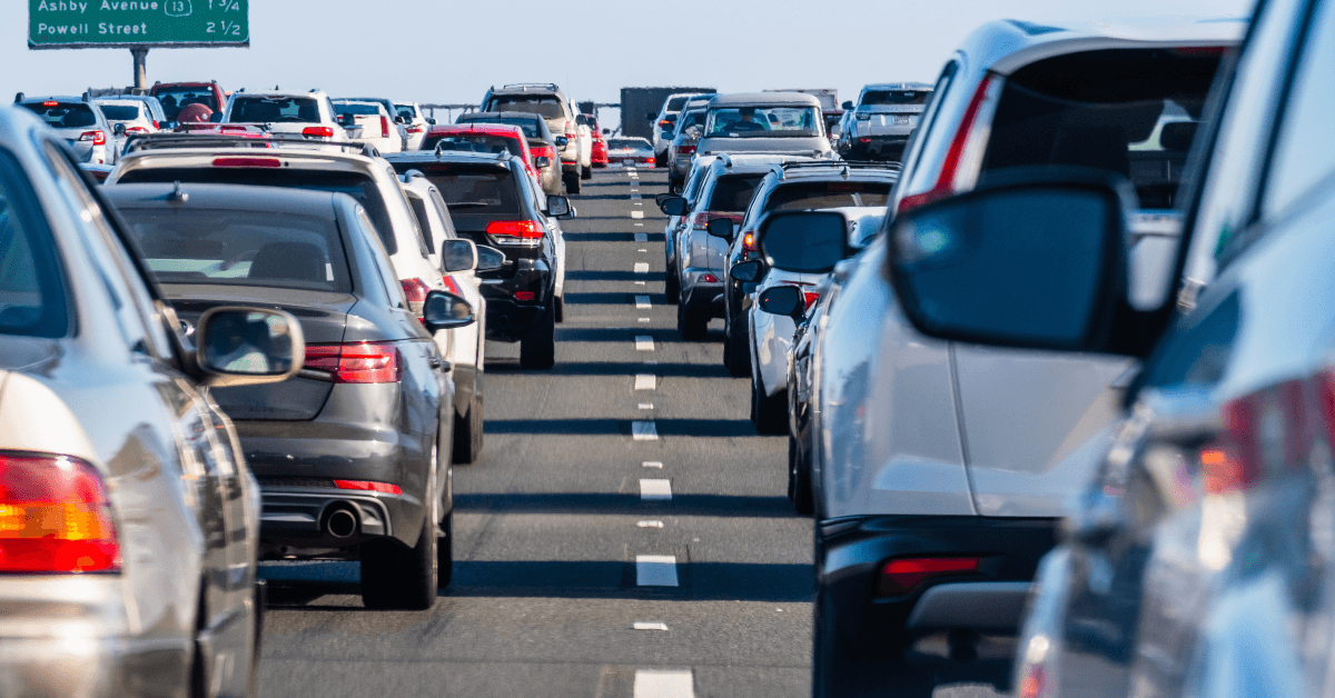 Cars stuck in traffic