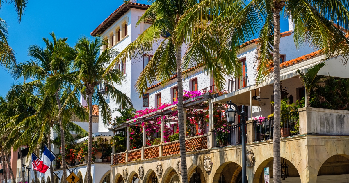 Worth Avenue shopping district in Palm Beach, Florida