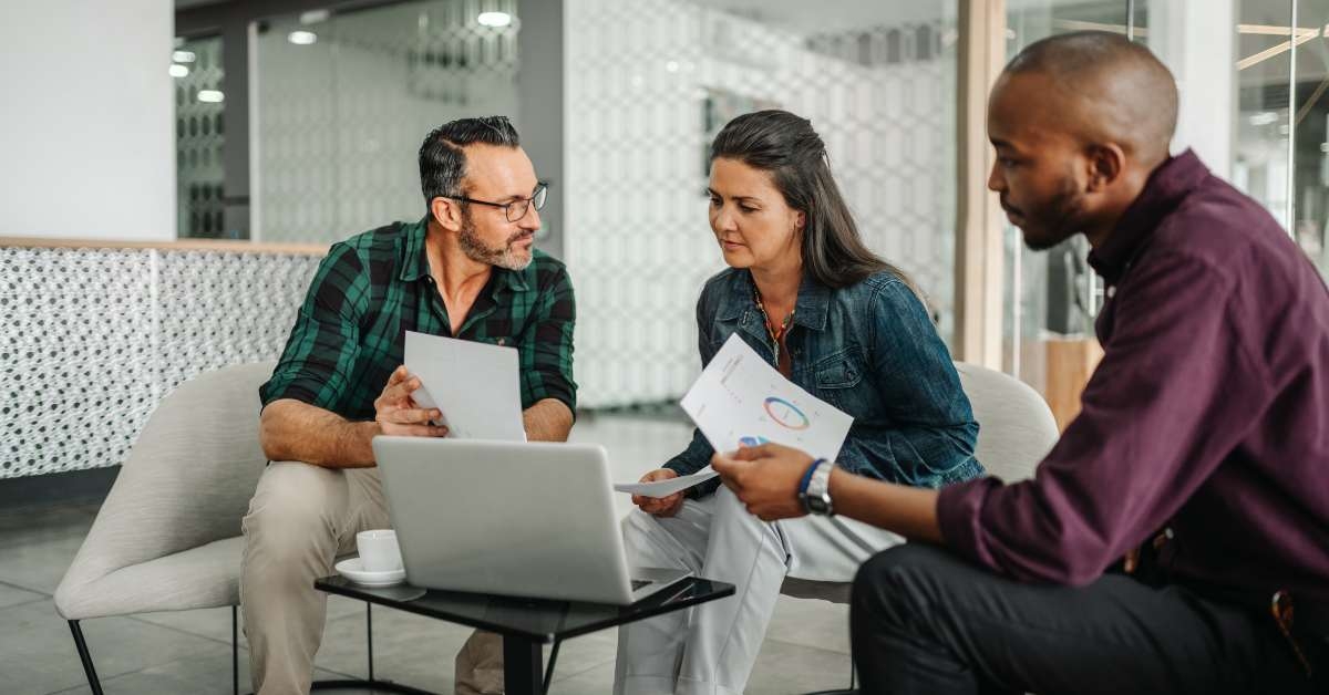 business team analyzing financial data