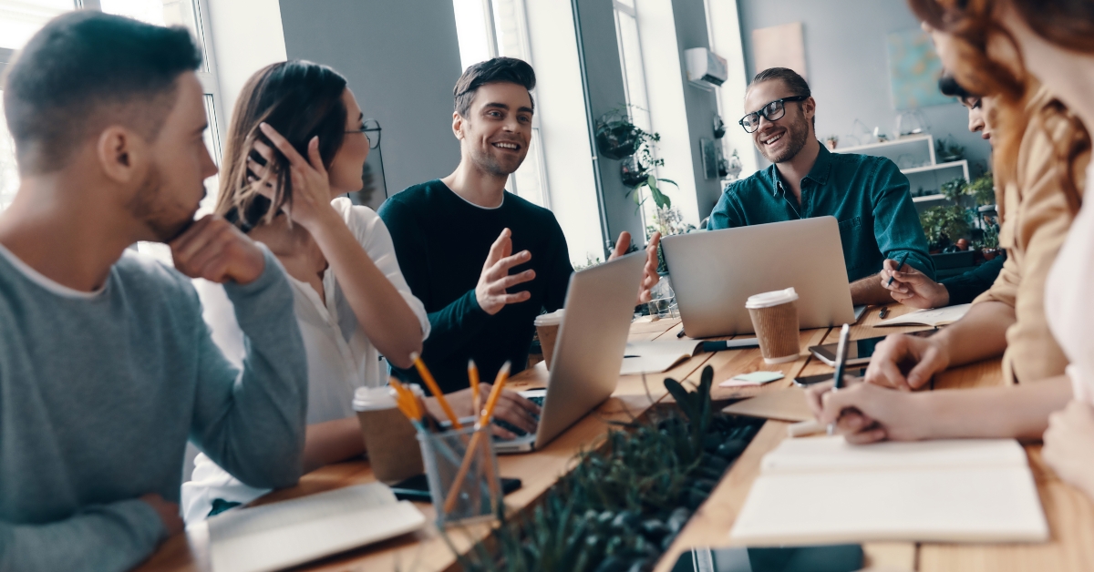 group of young business people working in office