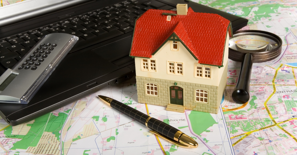 miniature house on map 