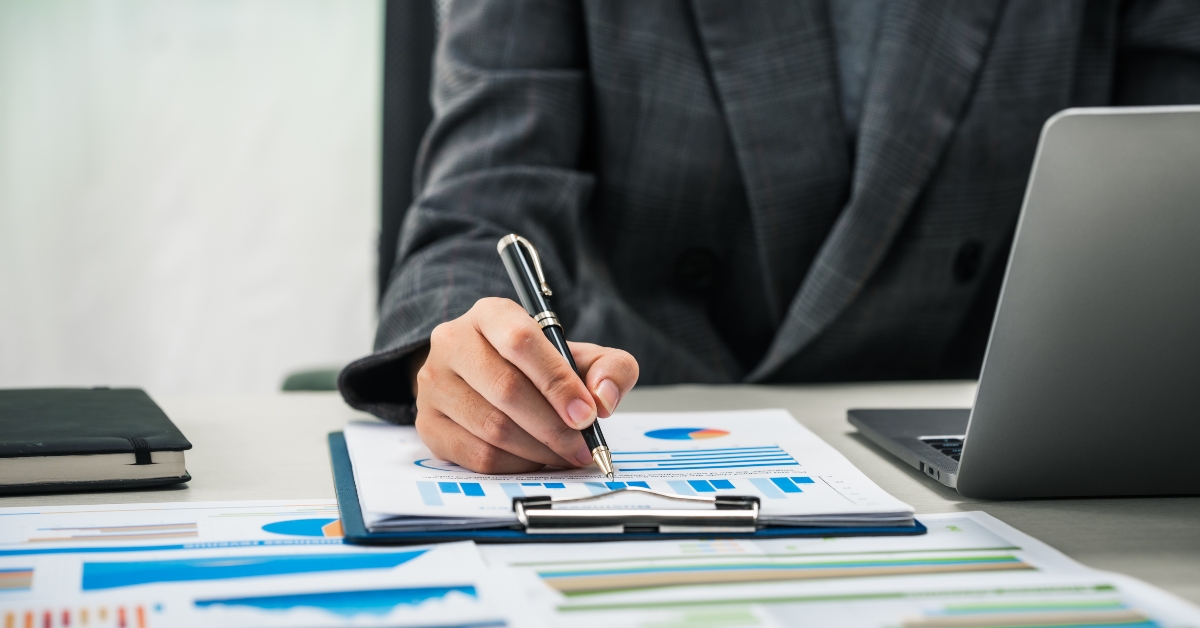 businessman reviewing financial documents