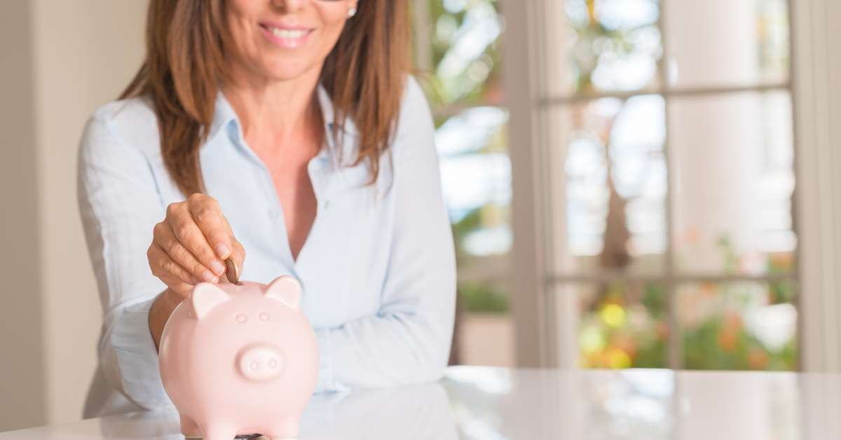 woman with piggy bank coin