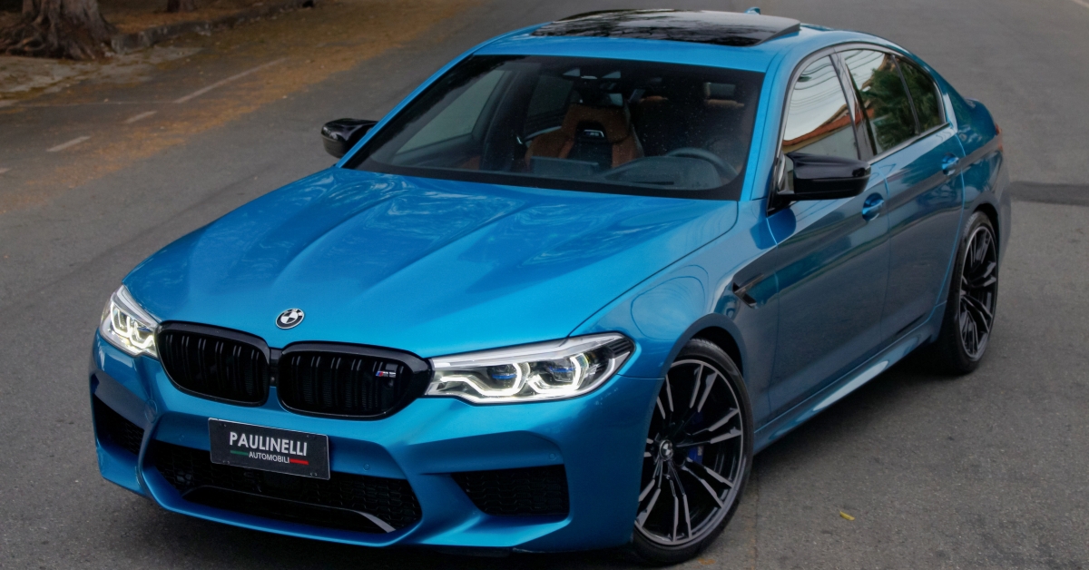 Blue BMW M5 Luxury sedan