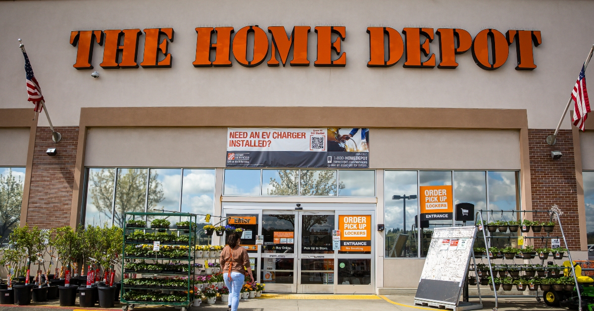 entrance of a home depot store