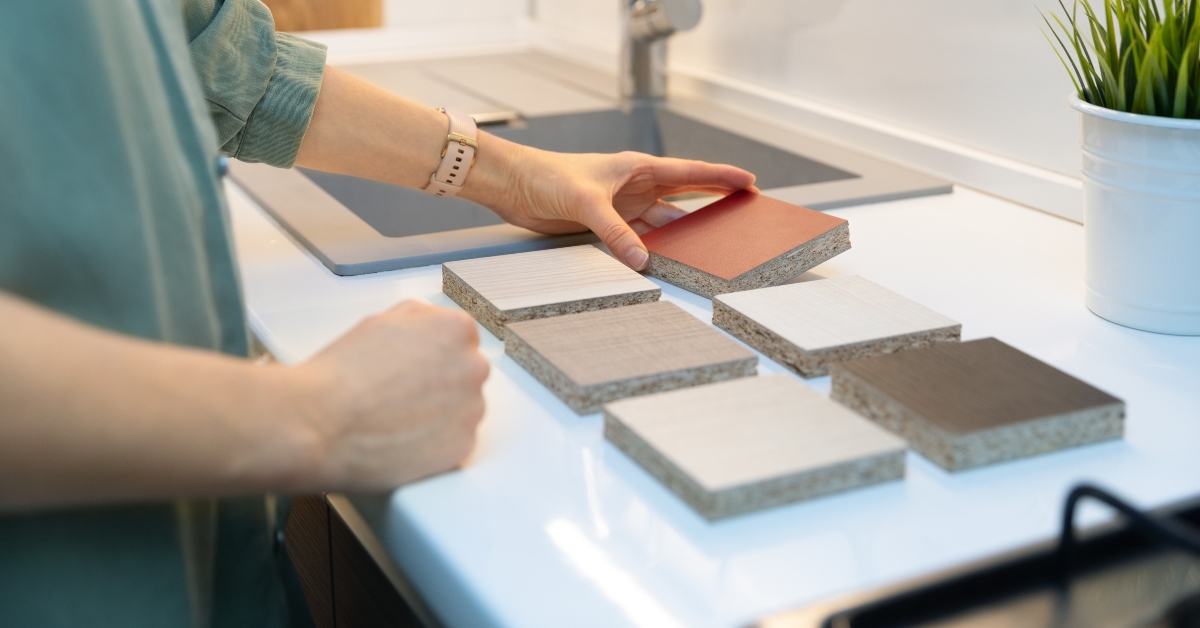 choosing kitchen countertop material texture from samples