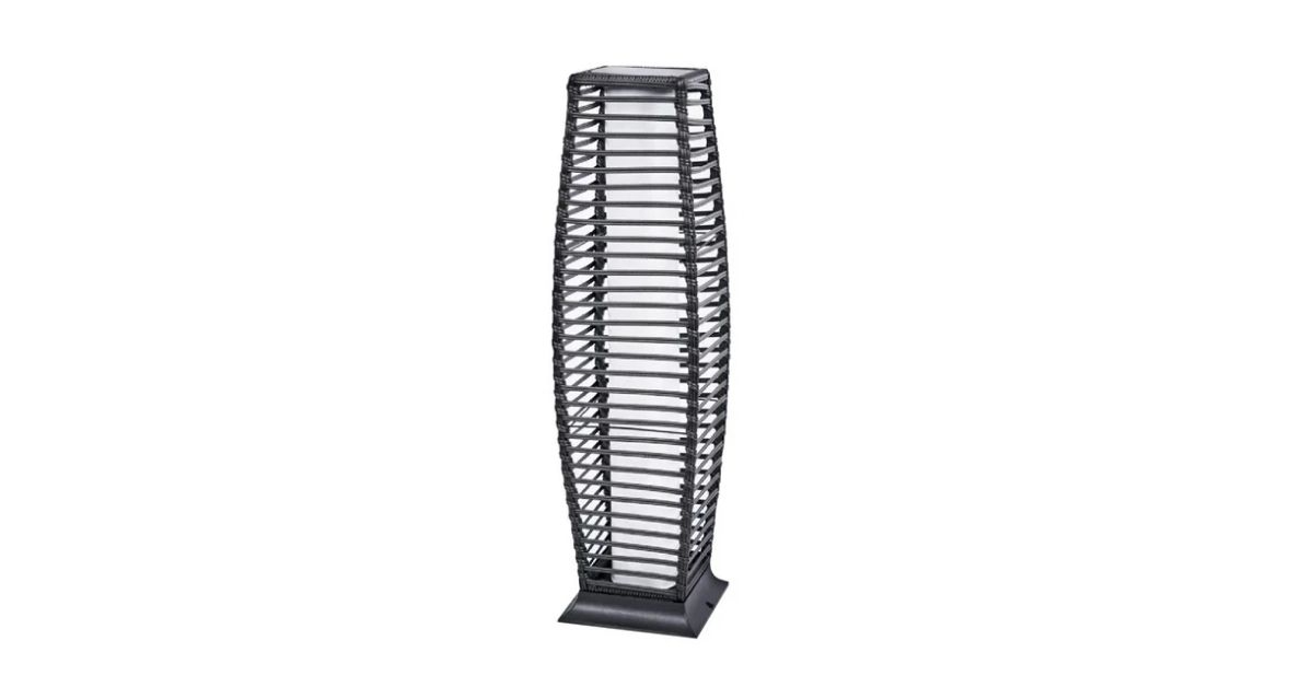 solar rattan outdoor floor lamp