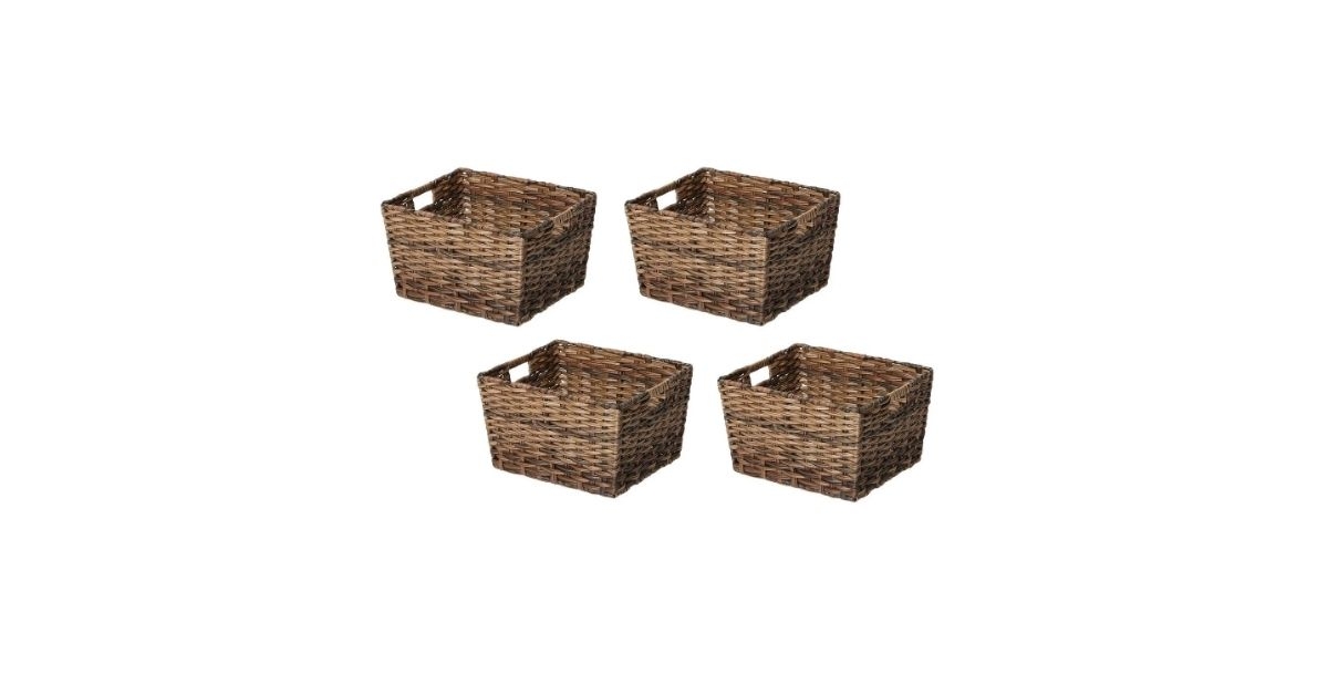 four set woven storage baskets