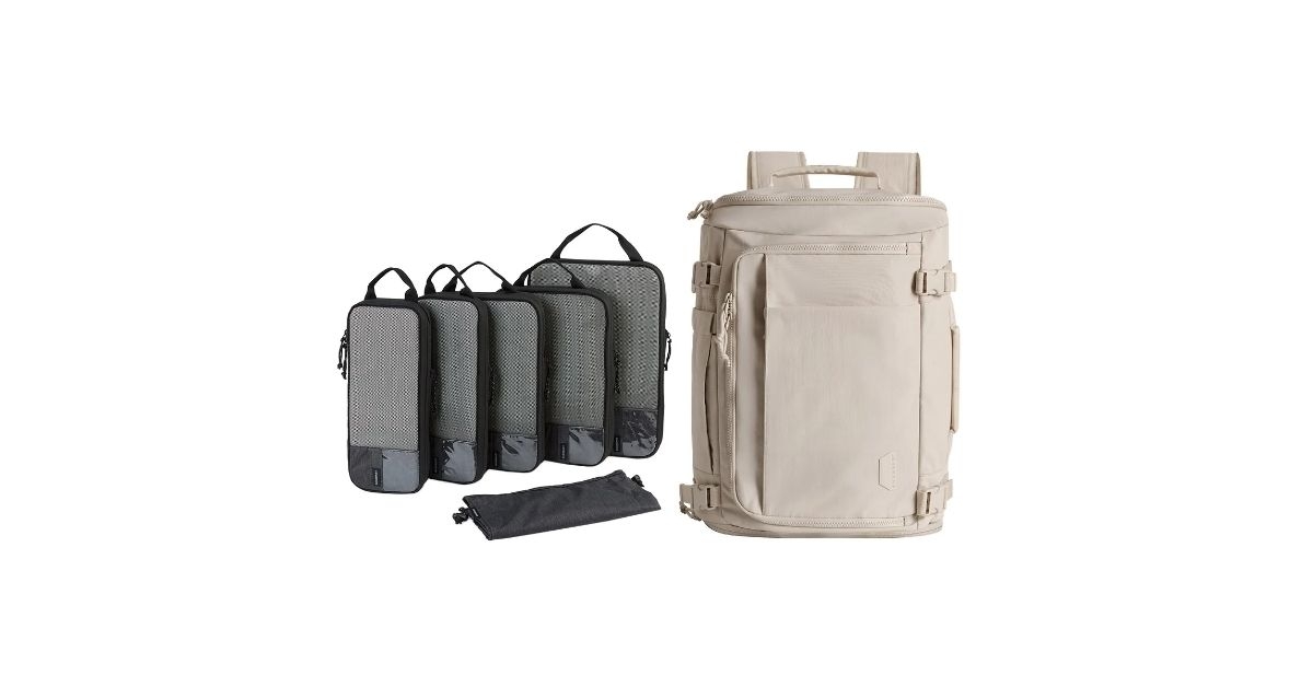 backpack with compression cubes set