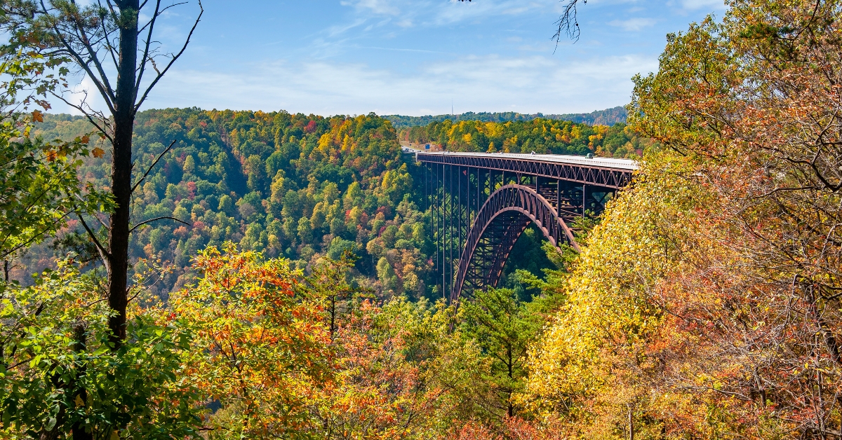 a colorful new river gorge bridge