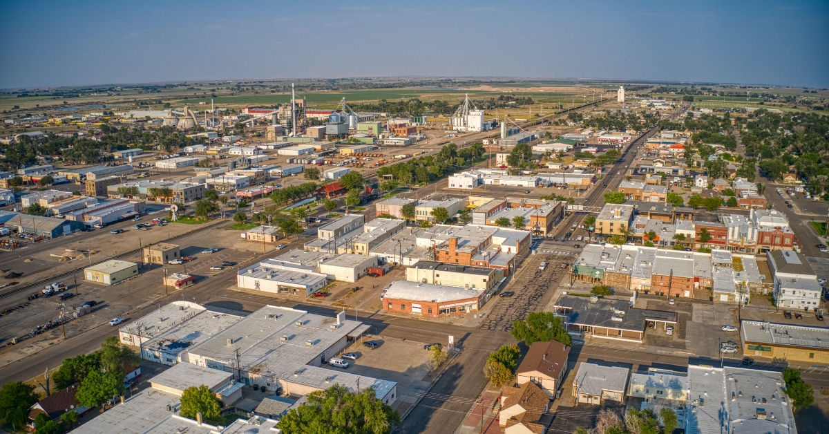 aerial view of city in lamar