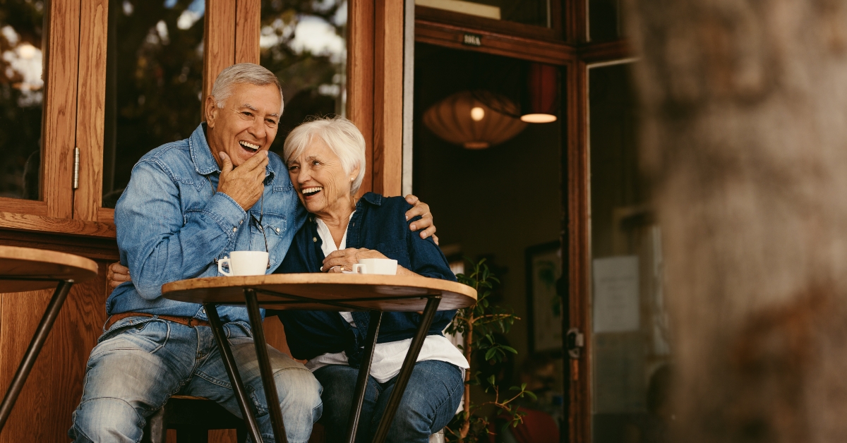 Retirement couple relaxing at cafe