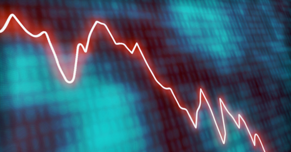 glowing red line graph