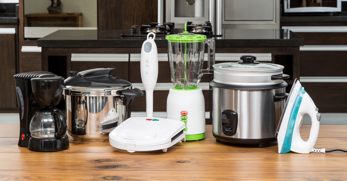 Household appliances in a kitchen