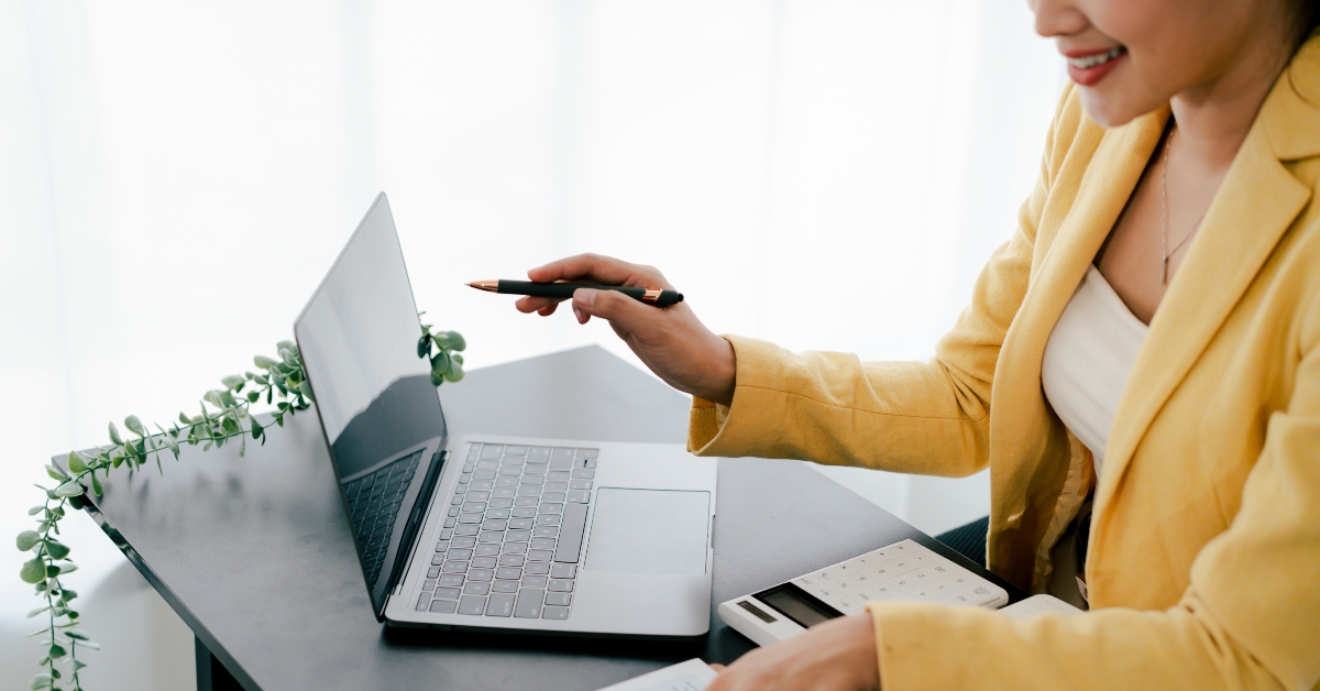 woman working on a tablet