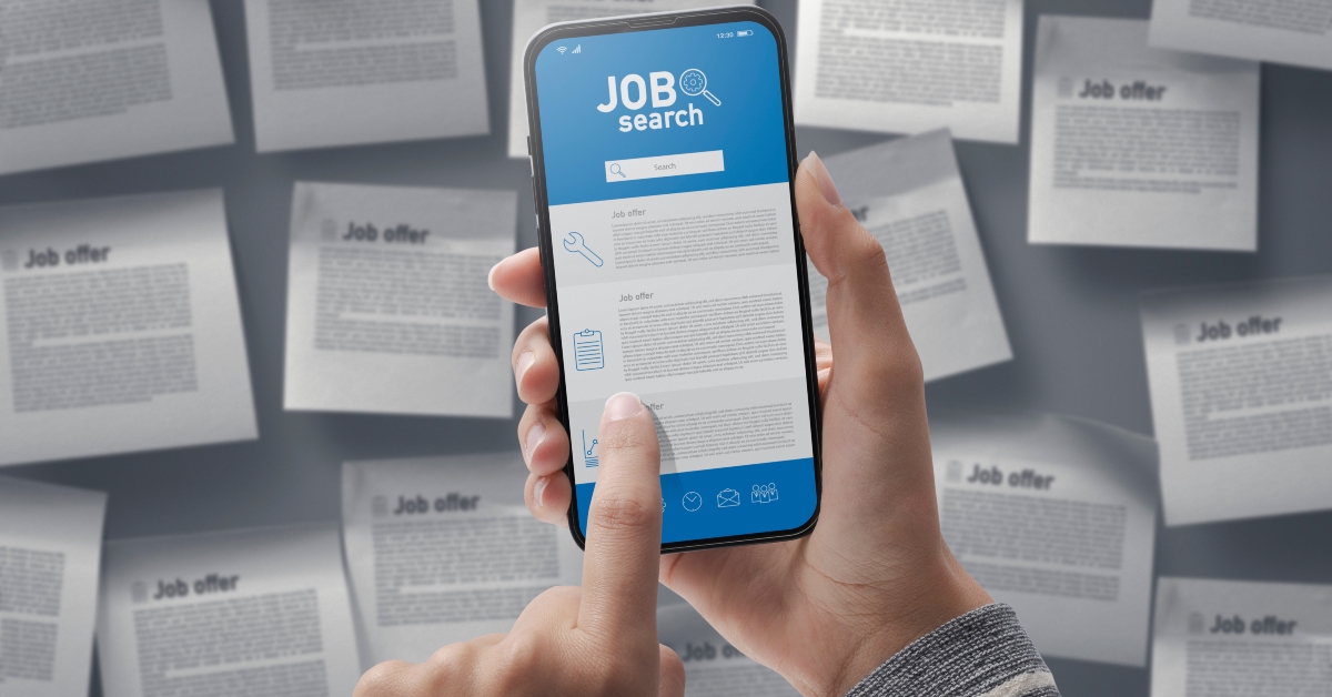 job search app on smartphone 