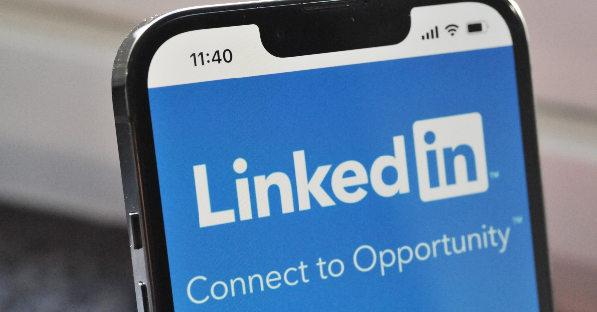 phone with linkedin website on screen