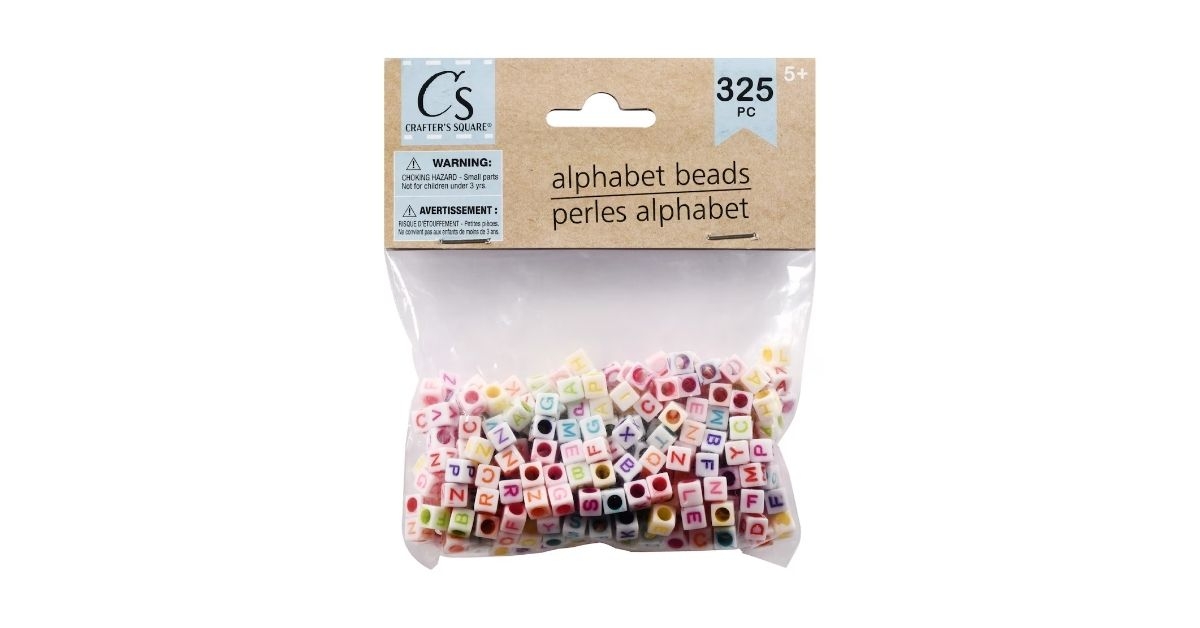 plastic multicolored alphabet beads