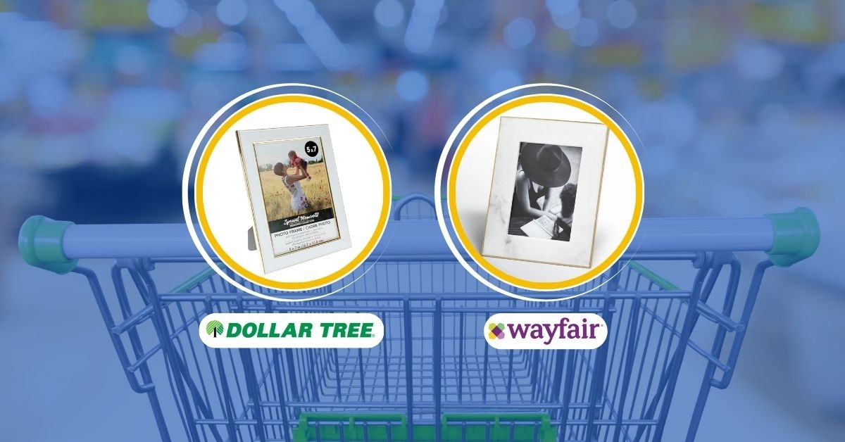 white picture frames with gold trim