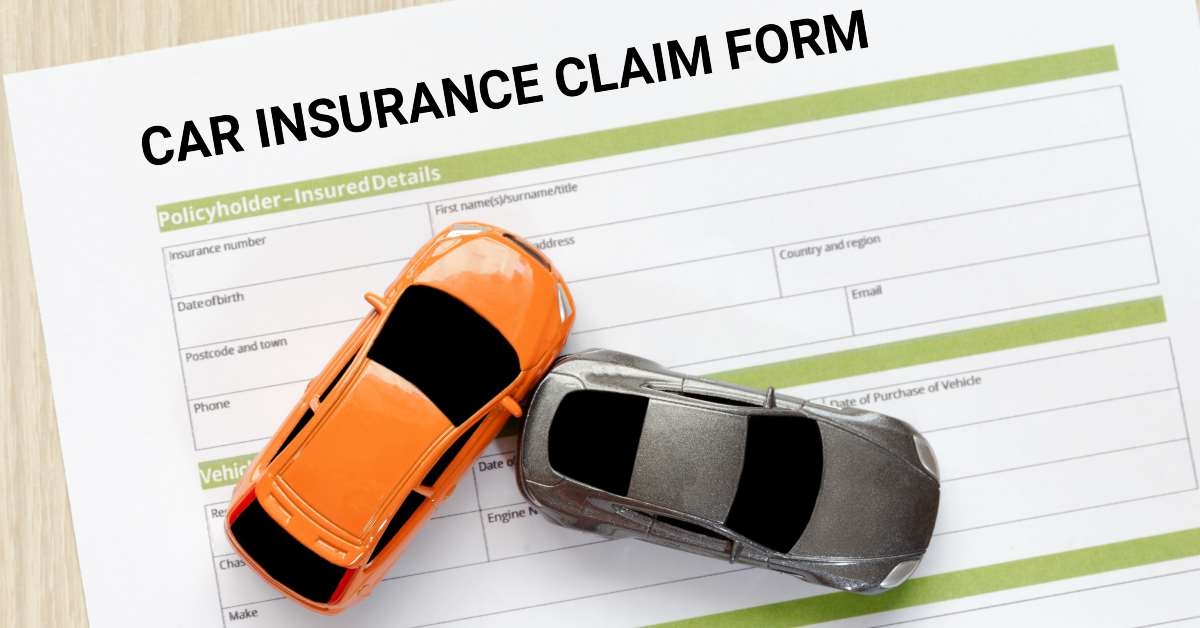 car insurance claim form with car toy crash