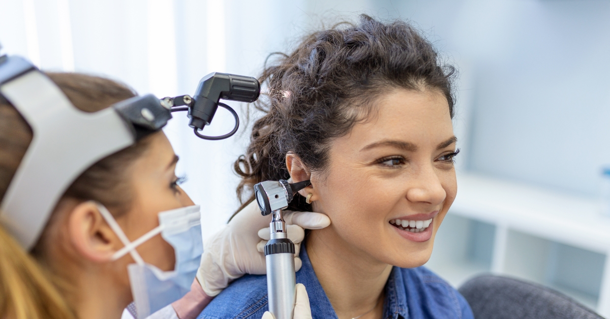 woman during an ear check-up 
