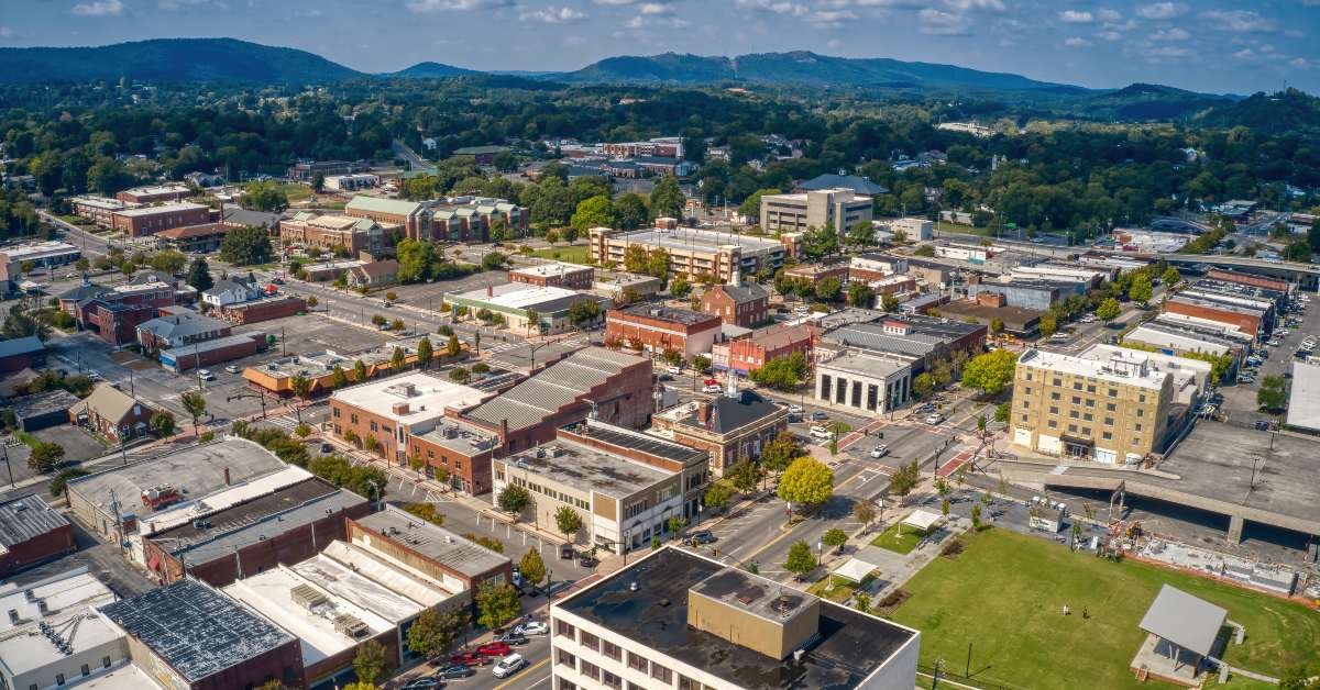 aerial view of downtown of dalton