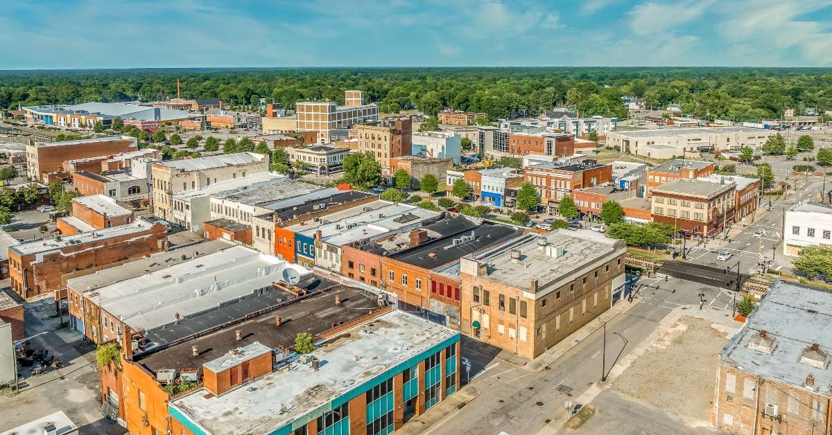 aerial view of rocky mount