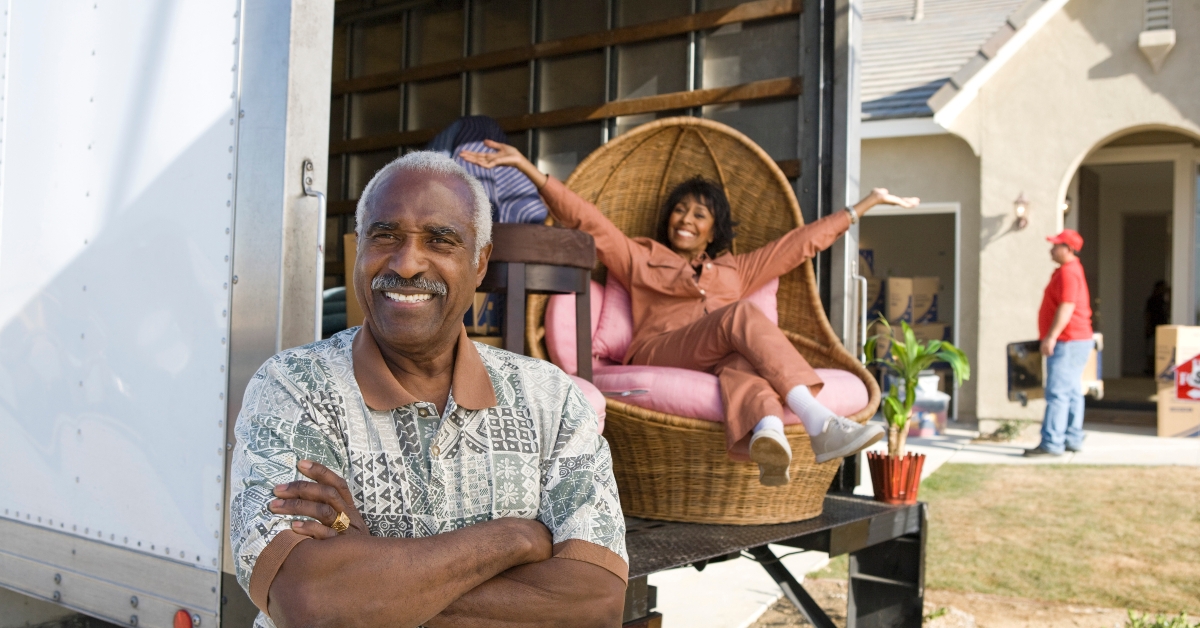 American couple moving into a new house