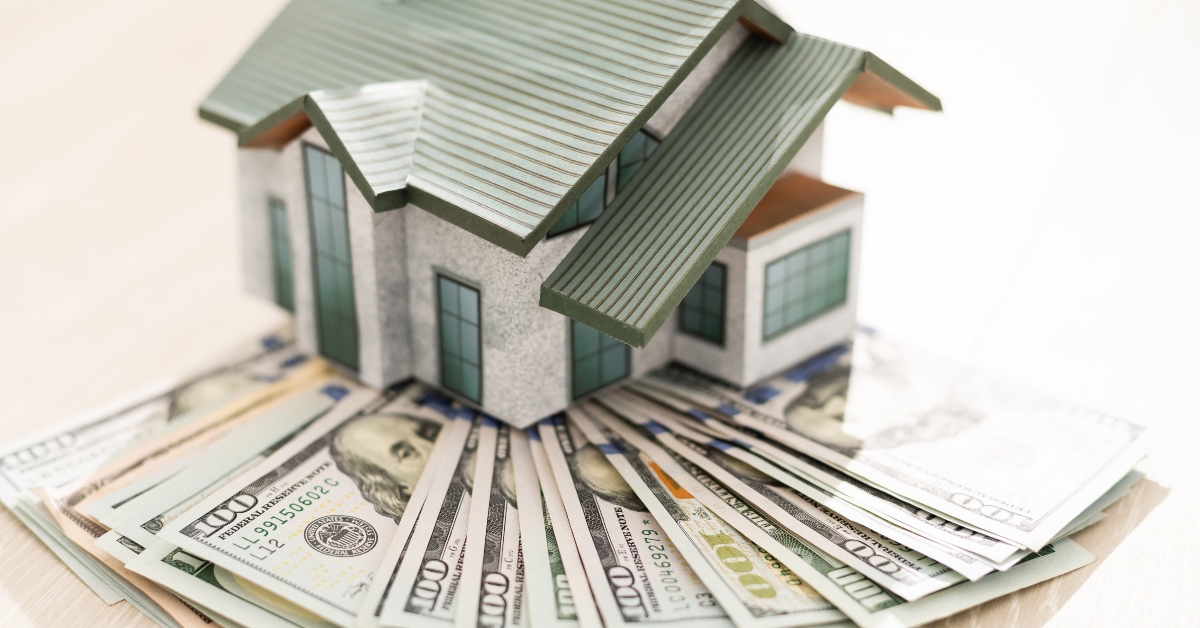 layout of the house is on a pile of money 