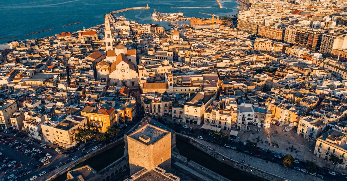 aerial view of old town in bari