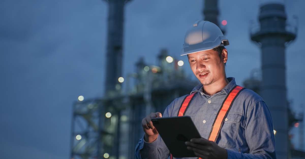male engineer working with digital tablet