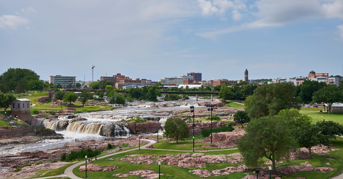 view over sioux falls with city skyline